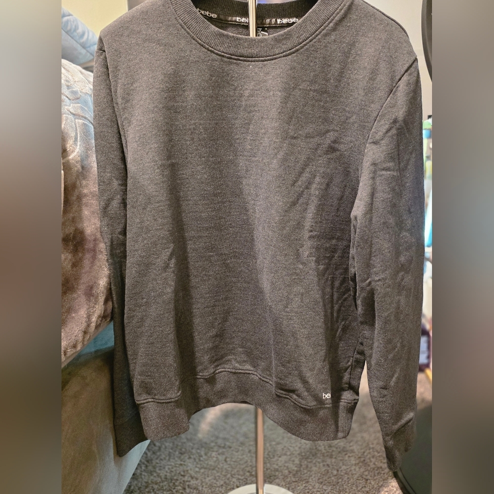 bebe WoMen's Charcoal Crewneck Sweater